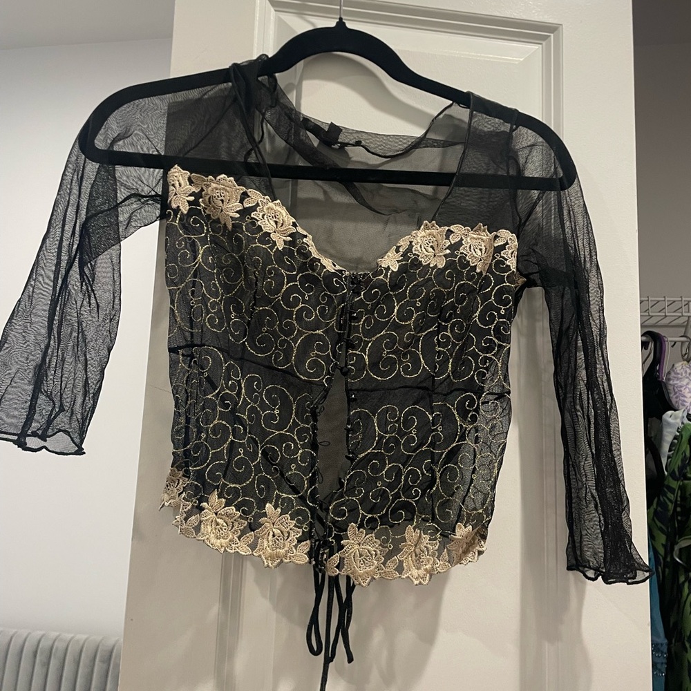 TRUE vintage y2k sheer corset shirt